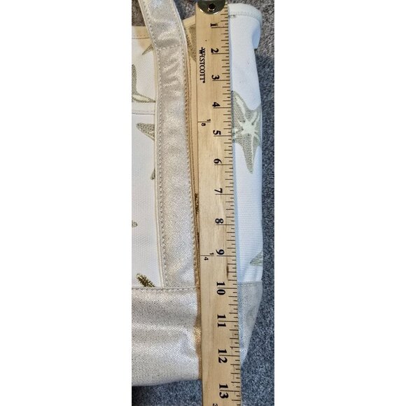 Lands' End Canvas Tote Bag Zips Shut Organize Pockets Starfish Beach Key Holder - Picture 3 of 16